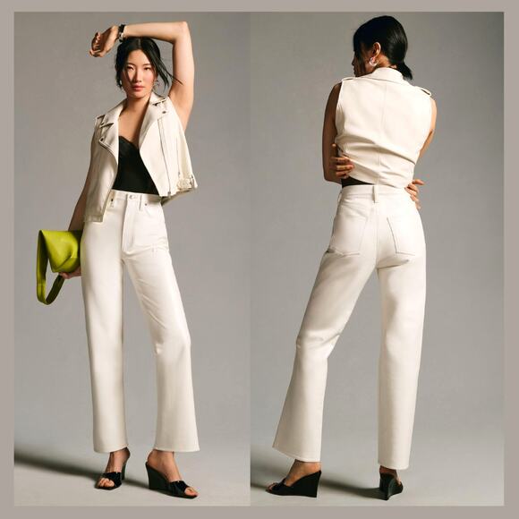 AGOLDE '90s Pinch Waist White Leather Pants - New 30 Waist